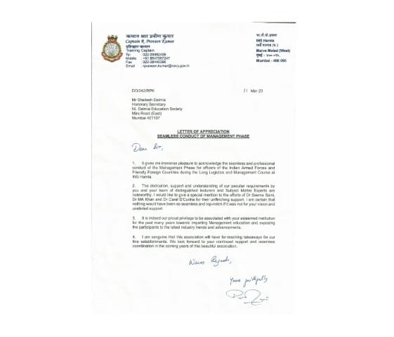 Seamless Conduct of Management Phase Award by INS Hamla