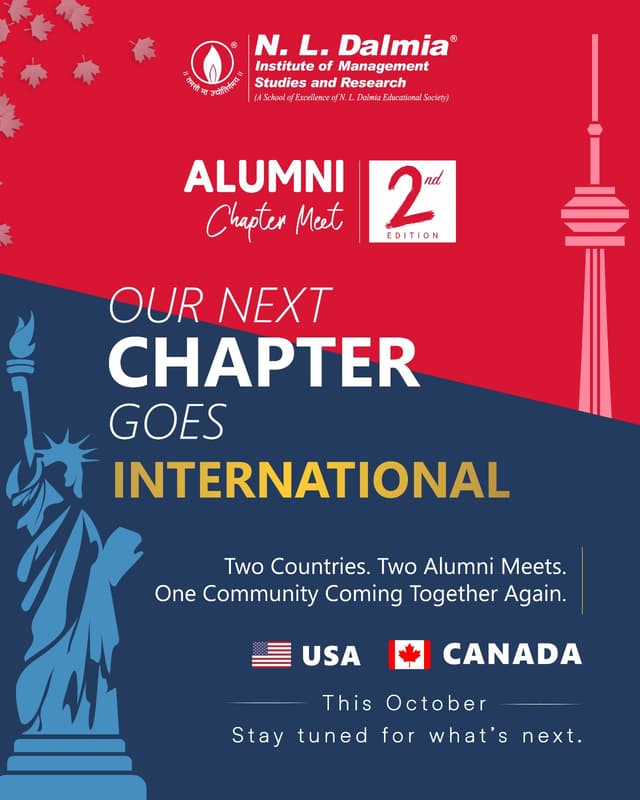 From Memories to Milestones, The N. L. Dalmia International Alumni Journey Continues!

From our inaugural International Alumni Chapter Meets in Dubai and London to Toronto and New York, our International Alumni Chapter Meets have created countless memories, friendships and meaningful connections across the globe.

We’ve relived the nostalgia ❤️ through our 2024, 2025 and 2026 meets and the journey continues! 

With the 2nd cycle, we’re looking forward to bringing that same spirit of connection to our alumni in Canada 🇨🇦 and the USA 🇺🇸.

Are you ready to relive the nostalgia all over again? ✨

We look forward to bringing our global alumni community together with one common objective:

Meet. Greet. Network. Connect. Strengthen the N. L. Dalmia Alumni Community.

Missed us already? Good. We’re coming back. 

 Something special is waiting this October. Stay tuned! 👀

#NLDalmia #NLDalmiaAlumni #InternationalAlumniMeet #GlobalAlumni #Toronto #NewYork #AlumniNetwork