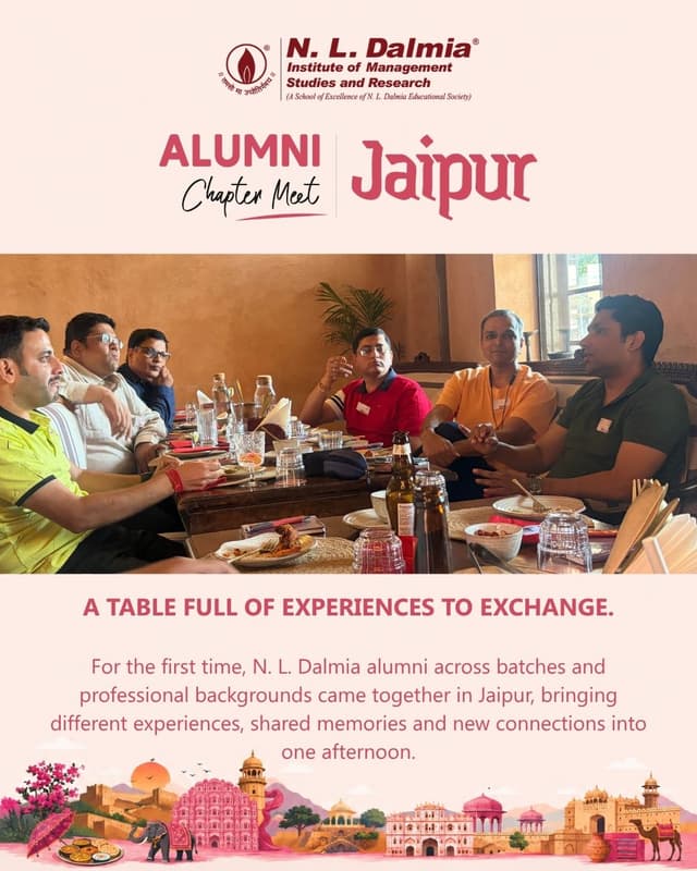 Jaipur, you made this Sunday one to remember! 🩷

The afternoon brought together Dalmians from different batches and professional backgrounds, with plenty to exchange around the table. A little nostalgia activity added a trip back to campus days, as alumni put their favourite N. L. Dalmia memories into words.

To every Dalmian who joined Jaipur’s first Alumni Chapter Meet — thank you for being part of this beginning.

Ib toh milno chaalyo hai!

#NLDIMSR #NLDAlumni #AlumniChapterMeet #Jaipur #JaipurAlumni #AlumniNetwork #NLDIMSRAlumni