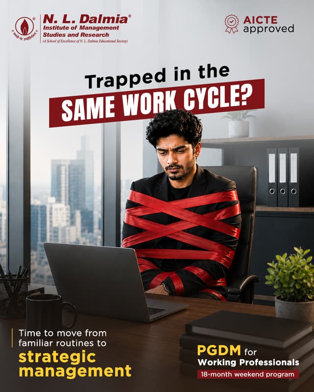 Feeling stuck in the same work cycle?

Move beyond familiar routines and build the strategic perspective needed for your next stage of growth with the 18-month weekend PGDM for Working Professionals at N. L. Dalmia.

Know more – Link in bio.
.
.
.
#NLDalmia #NLDIMSR #PGDMForWorkingProfessionals #ExecutiveEducation #WorkingProfessionals #CareerGrowth #StrategicManagement #WeekendLearning #LeadershipDevelopment #ProfessionalGrowth #ManagementEducation #UpskillYourCareer #BusinessLeadership #CareerAdvancement #AdmissionsOpen