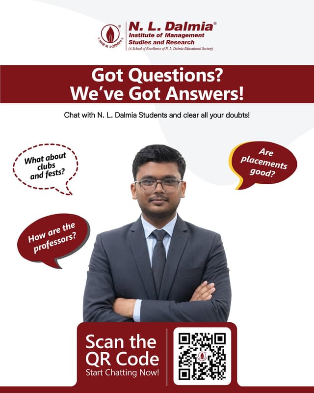 Some questions are best answered by those who've lived the experience.

Every student's journey is different and so are the questions that come with exploring a new chapter. Connect with our current students to gain honest perspectives on academics, campus life, placements and everything in between.

Because sometimes, the most valuable insights come from a simple conversation.

Scan the QR Code and ask away.
.
.
.
#NLDalmia #NLDIMSR #StudentConnect #AskOurStudents #CampusLife #StudentExperience #FutureStudents #Admissions2026 #PGDM #ManagementEducation #CampusToCorporate #StudentCommunity #LifeAtNLD #CareerJourney #HigherEducation #MBAAspirants #FutureManagers #LearnFromExperience #AcademicExcellence #AdmissionsOpen