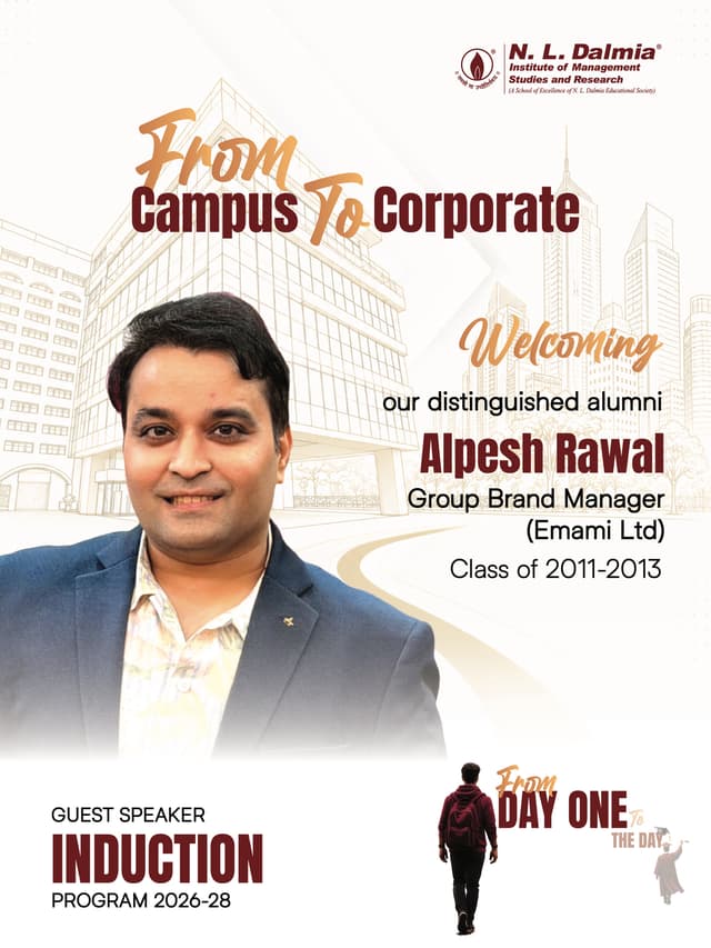 Every corporate leader was once a student with a dream.
Tomorrow, as part of From Campus to Corporate under the Induction Program 2026–28, we are proud to welcome back two accomplished alumni whose achievements reflect the possibilities that begin at NLDIMSR.
🔹 Alpesh Rawal – Group Brand Manager, Emami Ltd.
🔹 Abhishek Bhattacharjee – Associate Director, Julius Baer
Returning to their alma mater, they will offer real-world perspectives, career insights and valuable lessons from the corporate world.
Their stories remind us that today’s classroom could be tomorrow’s boardroom.
#NLDIMSR #NLDalmia #Induction2026 #FromCampusToCorporate #Alumni
