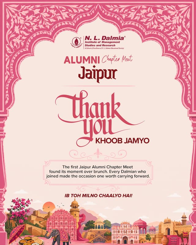 Khoob jamyo, Jaipur! 🩷
A Sunday brunch, a first for the city, and Dalmians who made it count.
To everyone who joined the first Jaipur Alumni Chapter Meet, thank you for showing up and giving this new beginning its own energy.
The first meet may be over, but hopefully, the meeting up has only just begun.
Ib toh milno chaalyo hai!
.
.
.
#NLDIMSR #NLDAlumni #JaipurAlumni #AlumniChapterMeet #NLDIMSRAlumni #DalmianCommunity #DalmianSpirit #Jaipur #AlumniConnect #NLDAlumniMeet