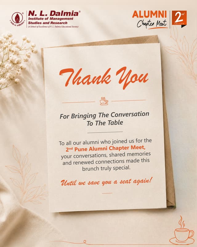 Communities grow stronger every time they come together.
The 2nd Pune Alumni Chapter Meet was more than an opportunity to reconnect. It was a celebration of shared experiences, meaningful conversations and the relationships that continue to define the N. L. Dalmia alumni network.
To all our alumni who joined us, thank you for making the event memorable through your presence, participation and stories. Your continued engagement is what keeps our alumni community thriving.
We look forward to welcoming you back for many more collaborations and reunions.
Until we save you a seat again.
.
.
.
#NLDalmia #NLDIMSR #TheDalmianConnect #PuneAlumniChapter #AlumniMeet #AlumniNetwork #AlumniRelations #AlumniEngagement #NLDAlumni #Networking #ProfessionalConnections #LifelongLearning #CommunityFirst #Reconnect #CampusToCorporate #StrongerTogether #MeaningfulConnections #ManagementEducation #AlumniCommunity #PuneEvents