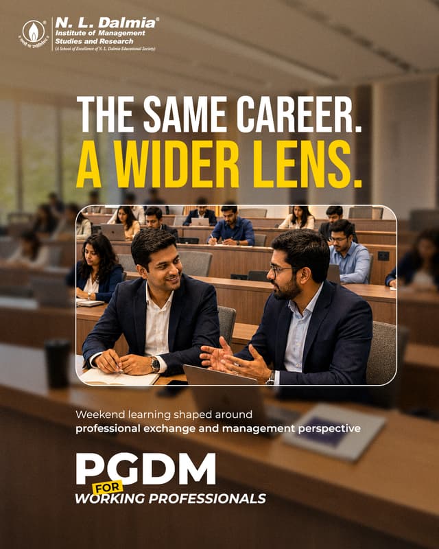 Growth often begins when you step back, reflect and see your career from a broader perspective.
N. L. Dalmia’s PGDM for Working Professionals is designed around weekend learning, enabling professionals to continue their journey while gaining fresh managerial insights, meaningful peer exchange and a stronger view of what lies ahead.
Know more - Link in bio.
.
.
.
.
#NLDalmia #NLDIMSR #PGDMForWorkingProfessionals #CareerGrowth #ExecutiveEducation #WeekendLearning #ProfessionalDevelopment #LeadershipGrowth #UpskillToLead #ManagementEducation #CareerAdvancement #FutureReady #LifelongLearning #LearnWhileYouWork #WorkingProfessionals
( PGDM for Working Professionals, Weekend Learning, Career Growth, Executive Education, Professional Development, Leadership Skills, Career Advancement, Work-Study Balance, Managerial Excellence, Upskilling, Strategic Thinking, Industry Insights, Lifelong Learning, Future-Ready Professionals, N. L. Dalmia )
