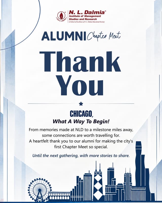 Chicago, this one goes straight into the memory book. 💙
A new city on the N. L. Dalmia alumni map came to life with Dalmians across batches, professions and years since campus coming together under one roof.
To everyone who joined us, thank you for bringing your time, energy and warmth to a milestone that now holds a special place in our alumni story.
A memorable first for Chicago, with many more chapters still to be written.
#NLDIMSR #NLDalmia #NLDAlumni #AlumniChapterMeet #ChicagoAlumni #ChicagoChapter #DalmianConnect #AlumniNetwork